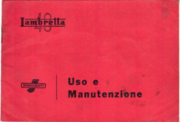 Libretto uso e manutenzione Lambretta Lambrettino edizione 1958