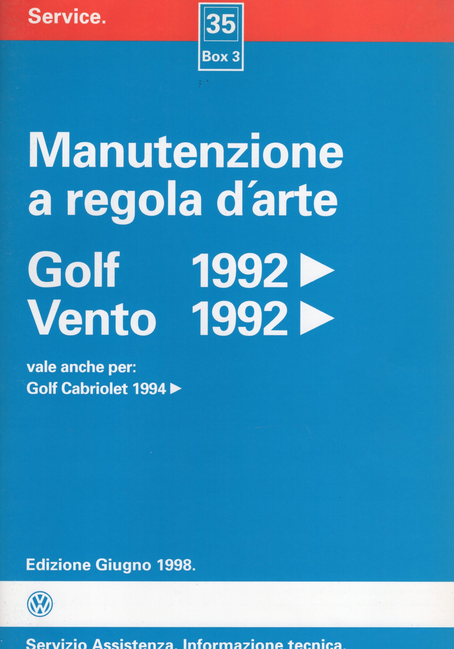 Manutenzione a regola d’arte manuale officina VW Golf dal 1992